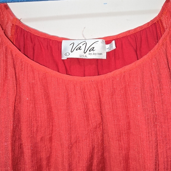 VaVa by Joy Han: Women's Coral Red Big Fringe DRESS Large - Picture 3 of 5